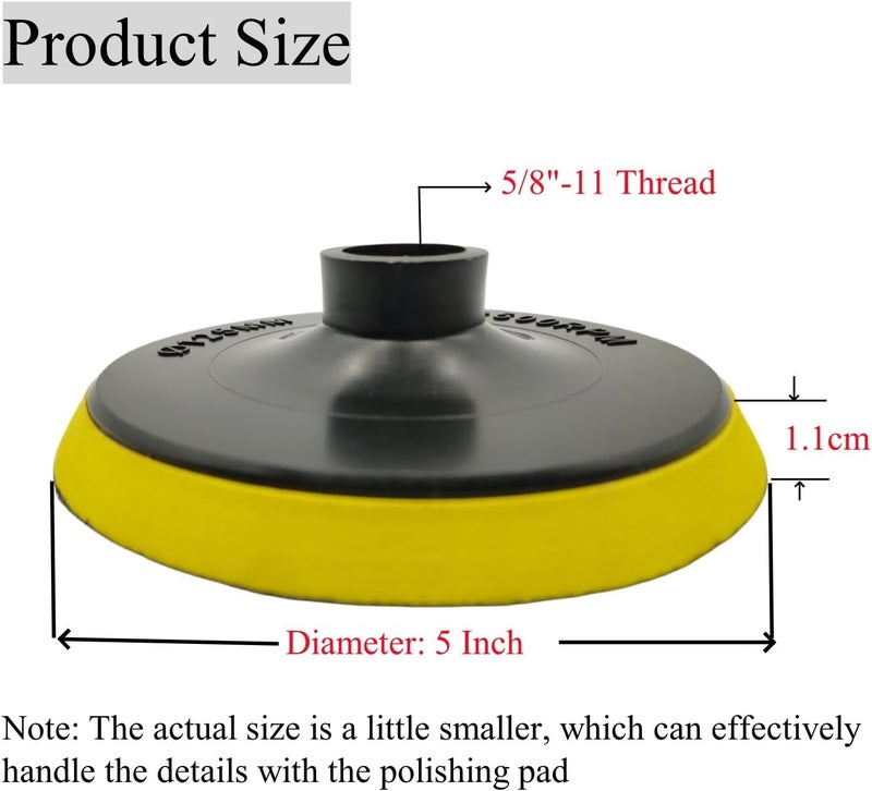 ComeFloor 5 Inch Hook and Loop Backing Pad, 5/8"-11 Thread Polishing Sanding Backer Plate, Angle Grinder Accessories for Car, Wood, Metal Buffering, 1 Pack - Image 5